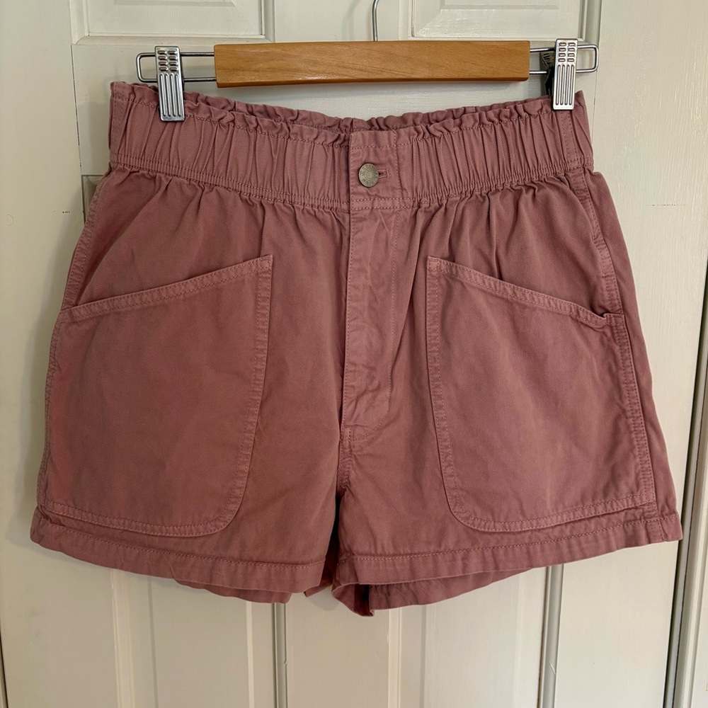 Madewell Pink Paperbag Waist Shorts High Rise Cotton Summer Size 27